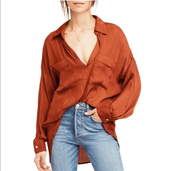 Free People Tops - FREE PEOPLE Starry Dreams silky oversized top rust